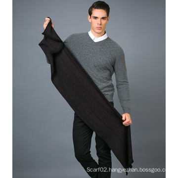 100% Men′s Wool Scarf in Solid Color Jacquard Wool Scarf